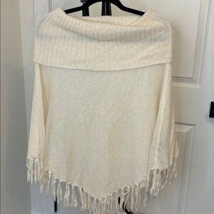 Guess Mohair Cowl Neck Fringe Cape Poncho